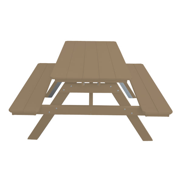 Recycled Plastic Table w/Attached Benches Table 5ft / Weathered Wood / Without Umbrella Hole