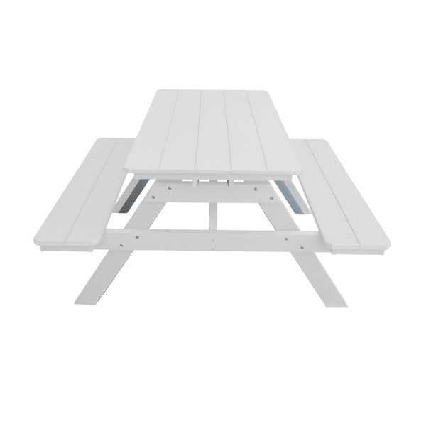 Recycled Plastic Table w/Attached Benches Table 5ft / White / Without Umbrella Hole