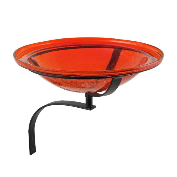 Red Crackle Glass Birdbath Bowl Birdbath Bowl 12 inch / Birdbath with Wall Mount Bracket