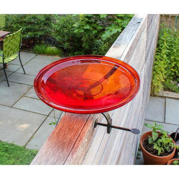 Red Crackle Glass Birdbath Bowl Birdbath Bowl