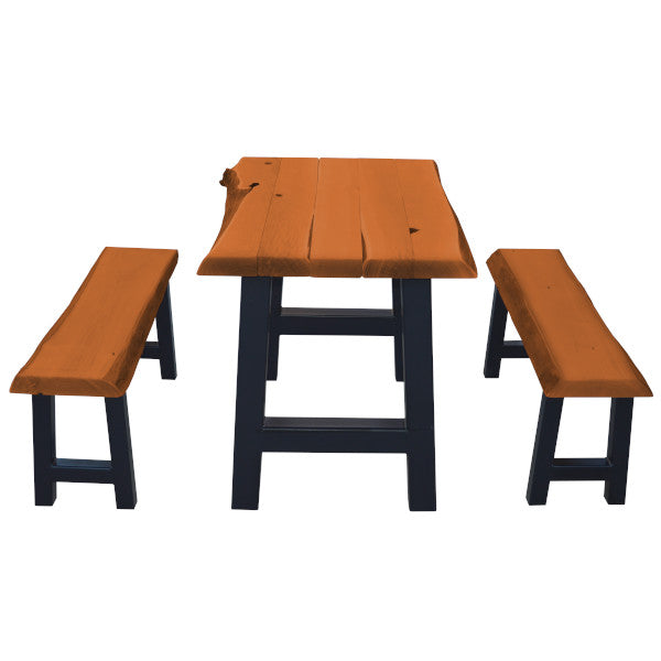 Ridgemont Table with 2 Benches Table &amp; Benches set 4ft / Cedar Stain