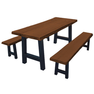 Ridgemont Table with 2 Benches Table & Benches set 6ft / Mushroom Stain