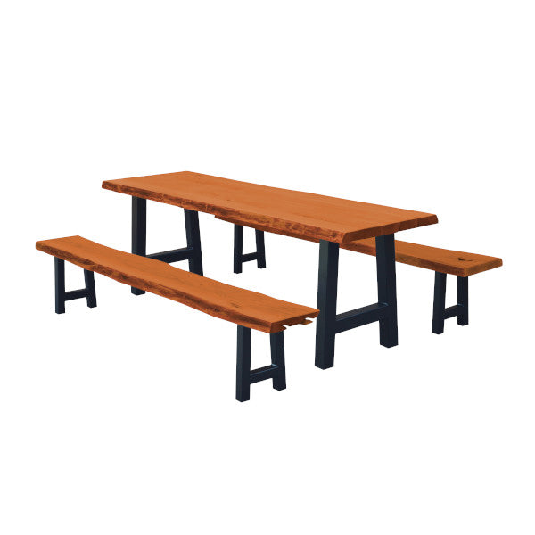 Ridgemont Table with 2 Benches Table &amp; Benches set 8ft / Cedar Stain