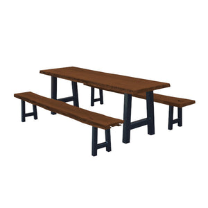 Ridgemont Table with 2 Benches Table & Benches set 8ft / Mushroom Stain
