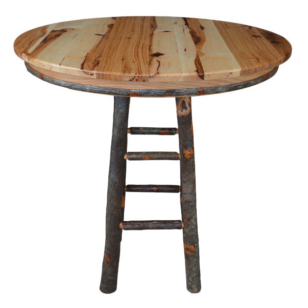 Round Hickory Bar Table Outdoor Table 42&quot; / Rustic Hickory