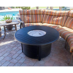 Round Slatted Extruded Aluminum Fire Pit In Black Fire Pits