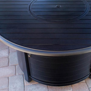 Round Slatted Extruded Aluminum Fire Pit In Black Fire Pits