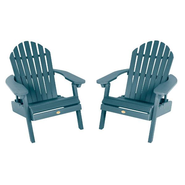 Set of Two Highwood Hamilton Folding and Reclining Adirondack Chairs Adirondack Chair Nantucket Blue