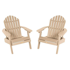 Set of Two Highwood Hamilton Folding and Reclining Adirondack Chairs Adirondack Chair Tuscan Taupe