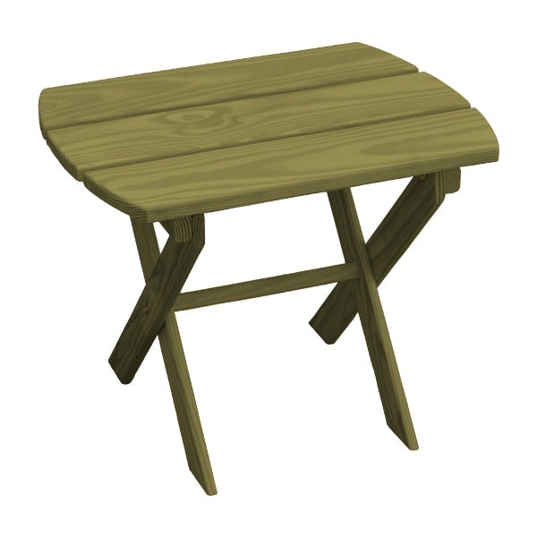 Solid Knotfree Yellow Pine Folding Oval End Table Outdoor Table Linden Leaf Stain