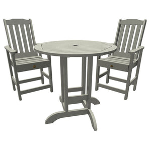 Springville 3pc Round Counter Dining Set Dining Set Coastal Teak