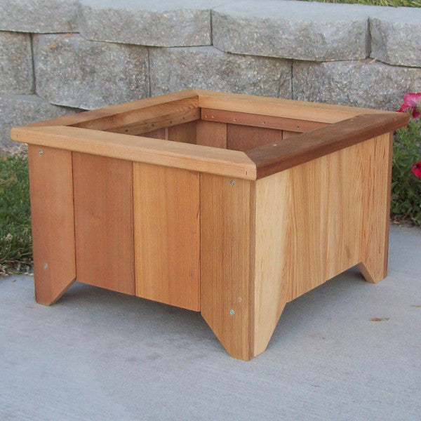 Square Cedar Planter Planters Box #4 / Cedar Stain