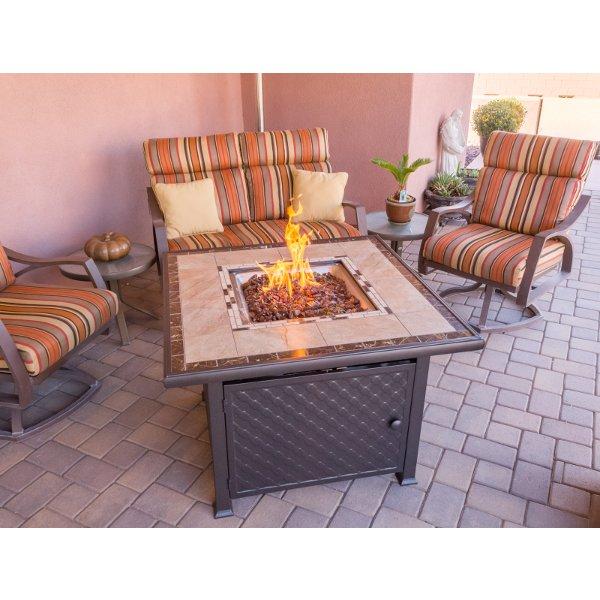 Square Marble Tile Top Fire Pit Fire Pits