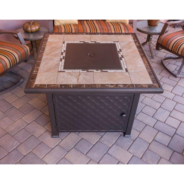 Square Marble Tile Top Fire Pit Fire Pits