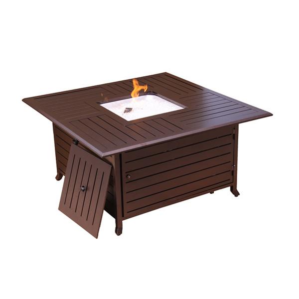 Square Slatted Extruded Aluminum Fire Pit In Bronze Fire Pits