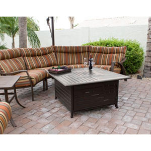 Square Slatted Extruded Aluminum Fire Pit In Bronze Fire Pits