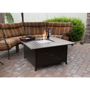 Square Slatted Extruded Aluminum Fire Pit In Bronze Fire Pits