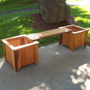 T&L Bench for Planters Planters Box Bench w/ 2 Planters / Cedar Stain