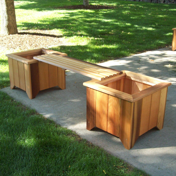 T&amp;L Bench for Planters Planters Box Bench w/ 2 Planters / Unstained