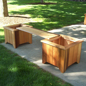 T&L Bench for Planters Planters Box Bench w/ 2 Planters / Unstained