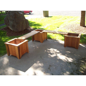 T&L Bench for Planters Planters Box Bench w/ 3 Planters / Cedar Stain