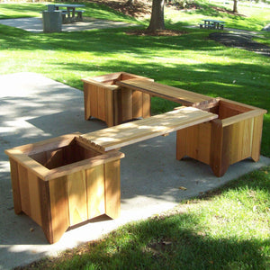 T&L Bench for Planters Planters Box Bench w/ 3 Planters / Unstained