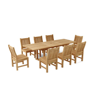 Teak Bahama Sahara 9-Pieces 8' Rectangular Dining Set Dining Set