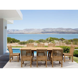 Teak Bahama Sahara 9-Pieces 8' Rectangular Dining Set Dining Set