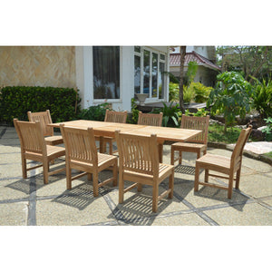 Teak Bahama Sahara 9-Pieces 8' Rectangular Dining Set Dining Set