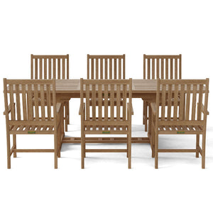 Teak Bahama Wilshire Armchair 7-Pieces Extension Dining Set Dining Set