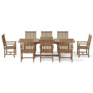 Teak Bahama Wilshire Armchair 9-Pieces Extension Dining Set Dining Set