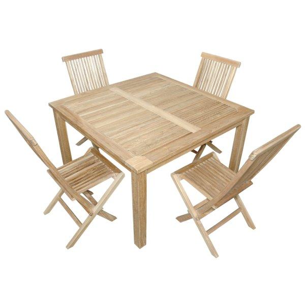 Teak Windsor Classic Chair 7-Pieces Folding Dining Set Dining Set