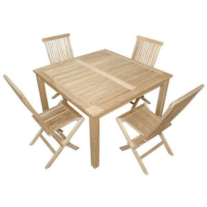 Teak Windsor Classic Chair 7-Pieces Folding Dining Set Dining Set