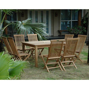 Teak Windsor Classic Chair 7-Pieces Folding Dining Set Dining Set