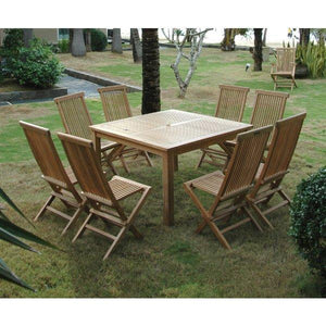 Teak Windsor Classic Chair 7-Pieces Folding Dining Set Dining Set