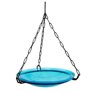Teal Crackle Glass Birdbath Bowl Birdbath Bowl