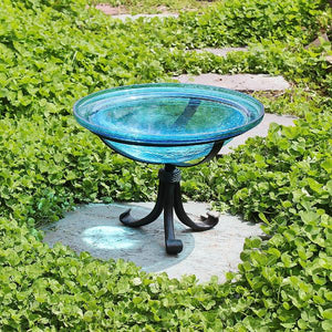 Teal Crackle Glass Birdbath Bowl Birdbath Bowl