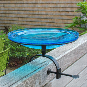 Teal Crackle Glass Birdbath Bowl Birdbath Bowl