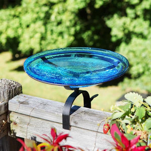 Teal Crackle Glass Birdbath Bowl Birdbath Bowl