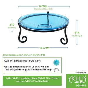 Teal Crackle Glass Birdbath Bowl Birdbath Bowl