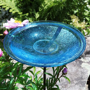 Teal Crackle Glass Birdbath Bowl Birdbath Bowl