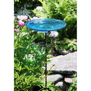 Teal Crackle Glass Birdbath Bowl Birdbath Bowl