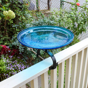 Teal Crackle Glass Birdbath Bowl Birdbath Bowl