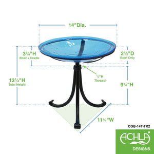 Teal Crackle Glass Birdbath Bowl Birdbath Bowl