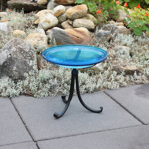 Teal Crackle Glass Birdbath Bowl Birdbath Bowl