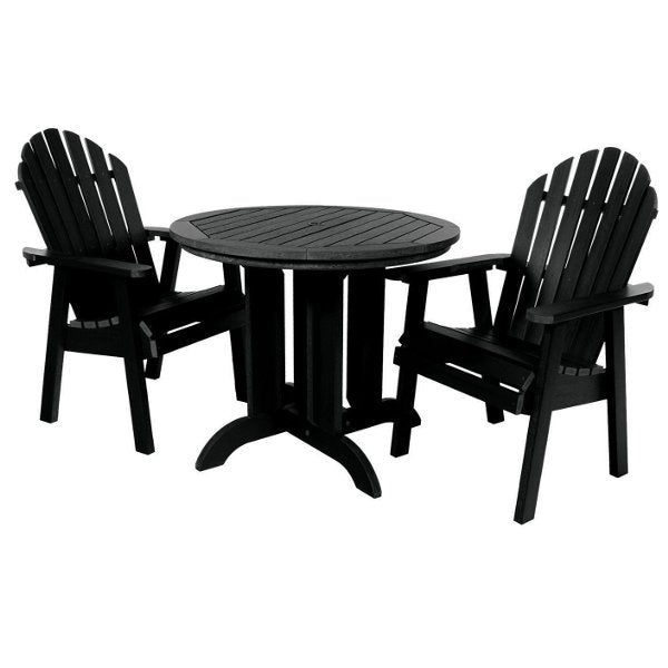 The Sequoia Professional Commercial Grade 3 Pc Muskoka Adirondack Bistro Dining Set with 36” Table Dining Set Black