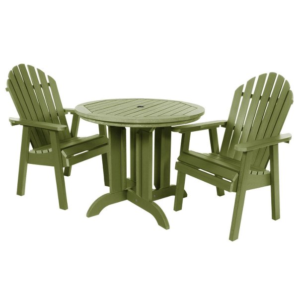 The Sequoia Professional Commercial Grade 3 Pc Muskoka Adirondack Bistro Dining Set with 36” Table Dining Set Dried Sage