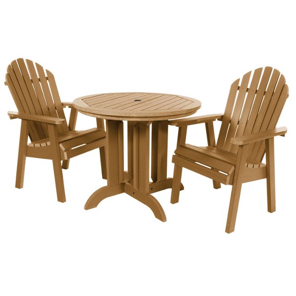 The Sequoia Professional Commercial Grade 3 Pc Muskoka Adirondack Bistro Dining Set with 36” Table Dining Set Toffee