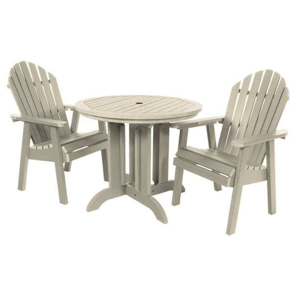 The Sequoia Professional Commercial Grade 3 Pc Muskoka Adirondack Bistro Dining Set with 36” Table Dining Set Whitewash