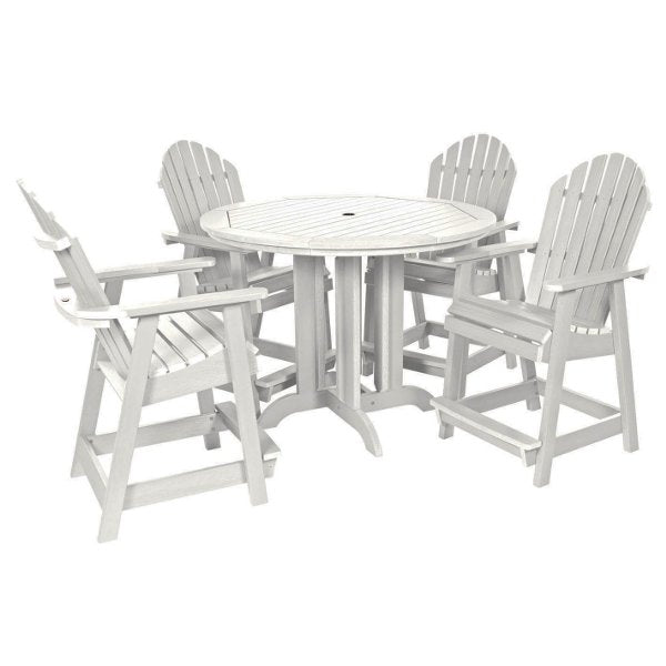 The Sequoia Professional Commercial Grade 5 Pc Muskoka Adirondack Dining Set in Counter Height with 48” Table Dining Set